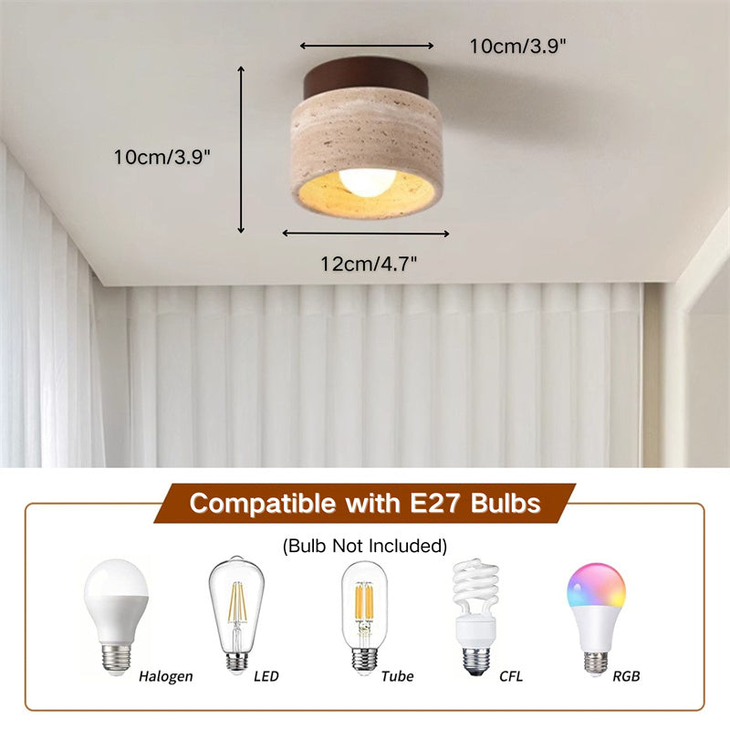 Farmhouse Solid Wood Semi Flush Mount Ceiling Light