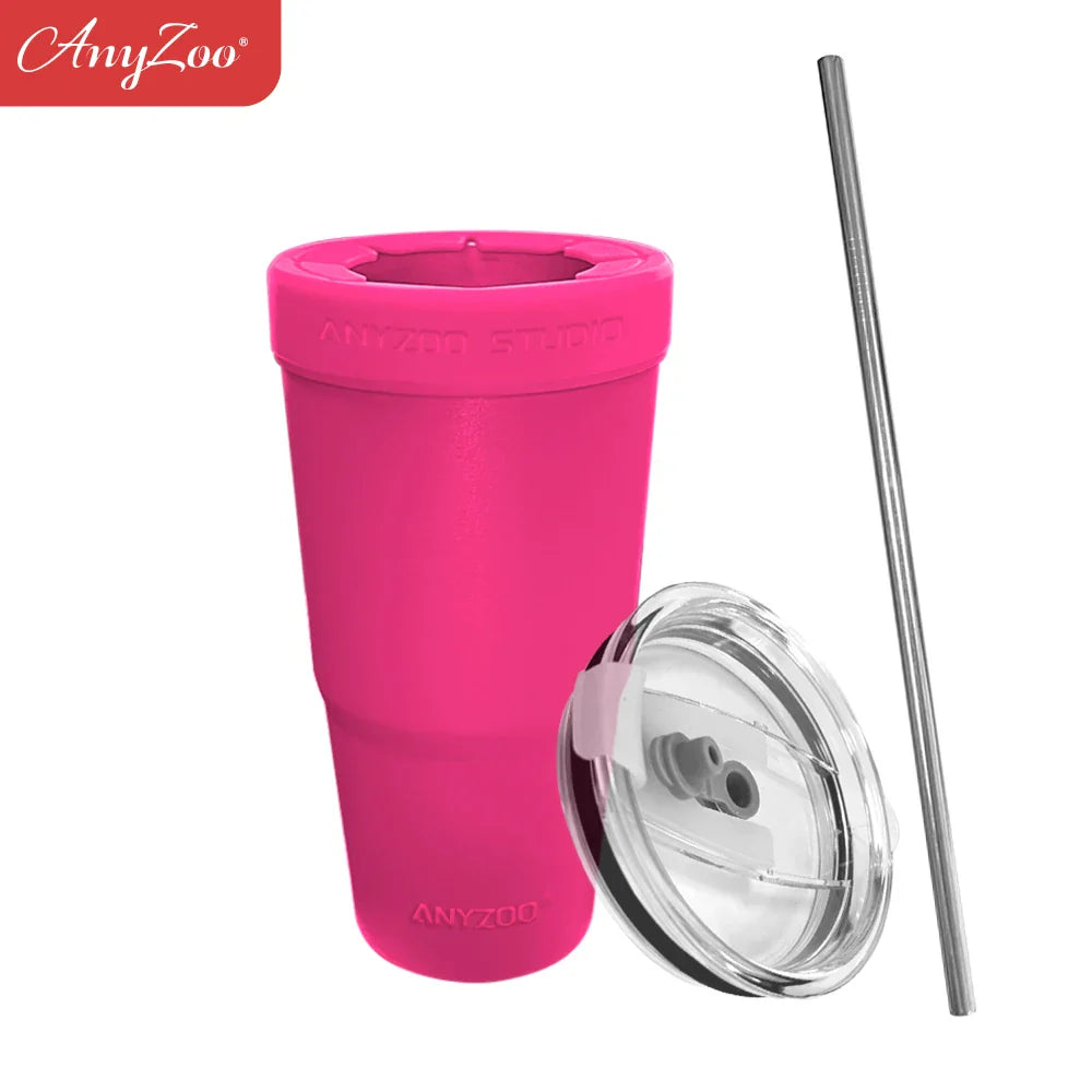 30oz Tumbler with Silicone Lid – 2-in-1 Straw & Sip, Leakproof, Double Wall Stainless Steel
