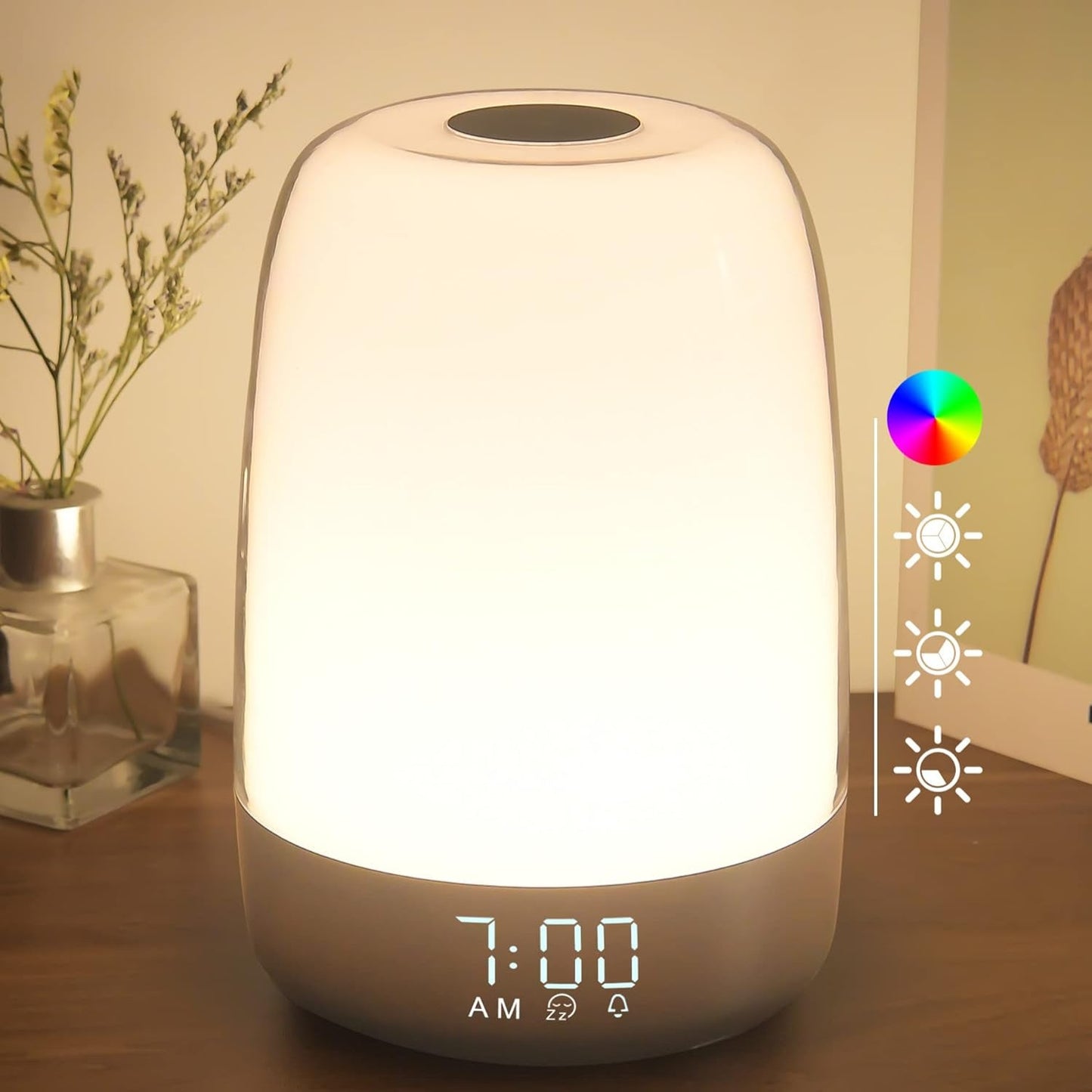 Alarm Clock Wake Up Sound USB Rechargeable Lights