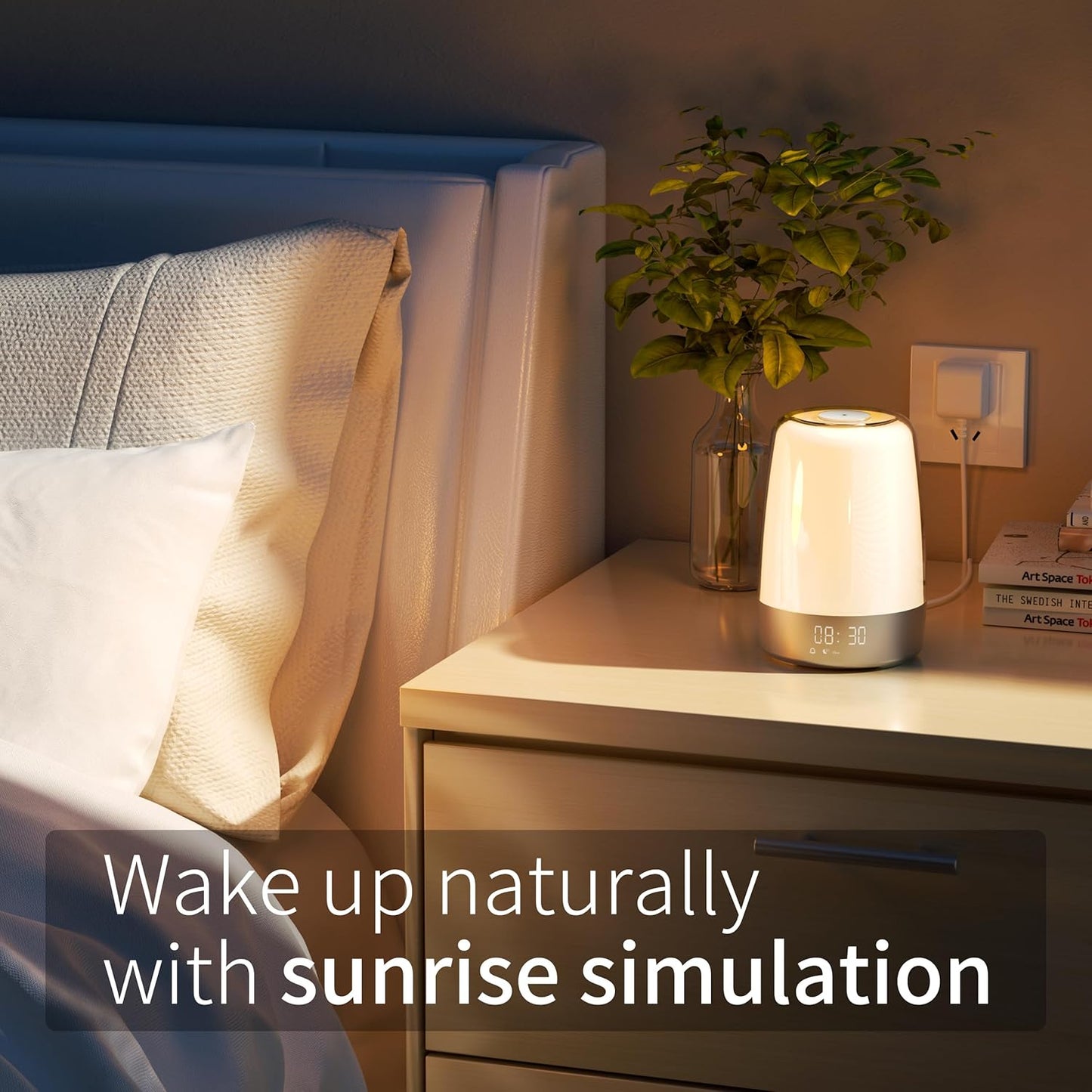 Alarm Clock Wake Up Sound USB Rechargeable Lights