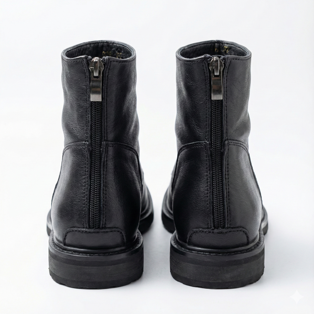 Ankle Boots Square Toe Crease Design Side Zip