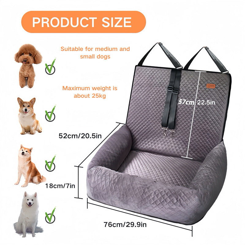 Large Dog Car Seat with Two Safety Buckles