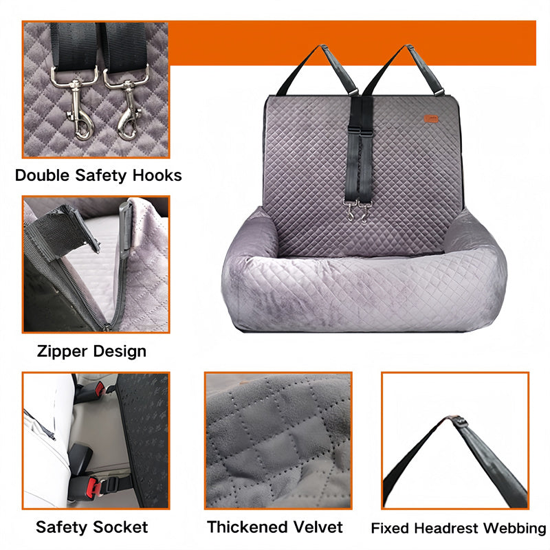 Large Dog Car Seat with Two Safety Buckles