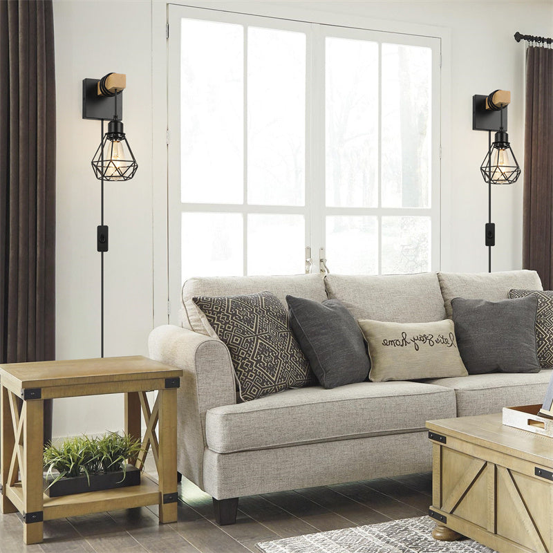Vintage Industrial Plug-In Wall Sconces