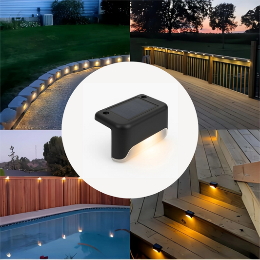 Warm White LED Solar Step Lights – Waterproof Outdoor Path & Stair Lamps for Garden, Patio, Balcony & Fence