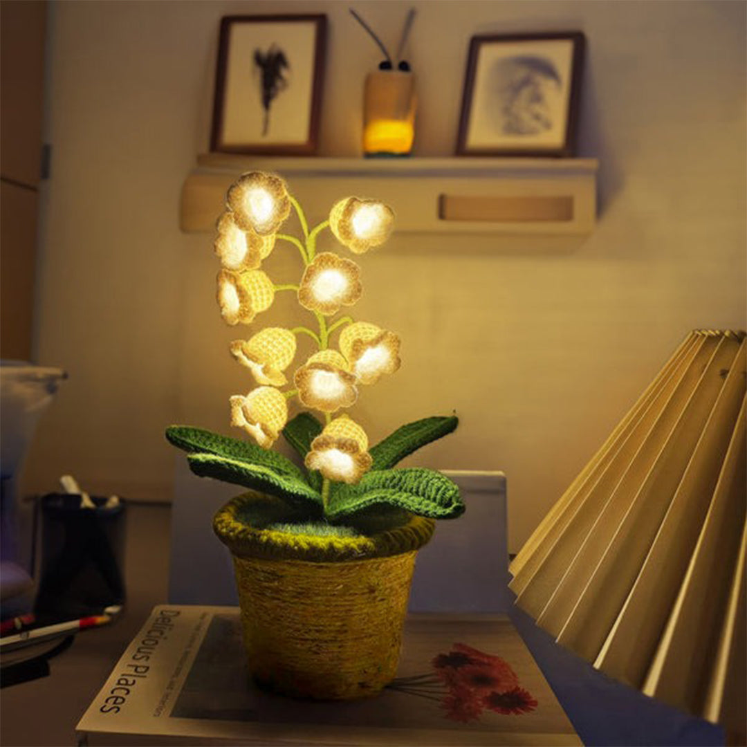 Lily Bloom Night Lamp – Handcrafted Crochet Lily LED Table Lamp with Warm Ambient Light