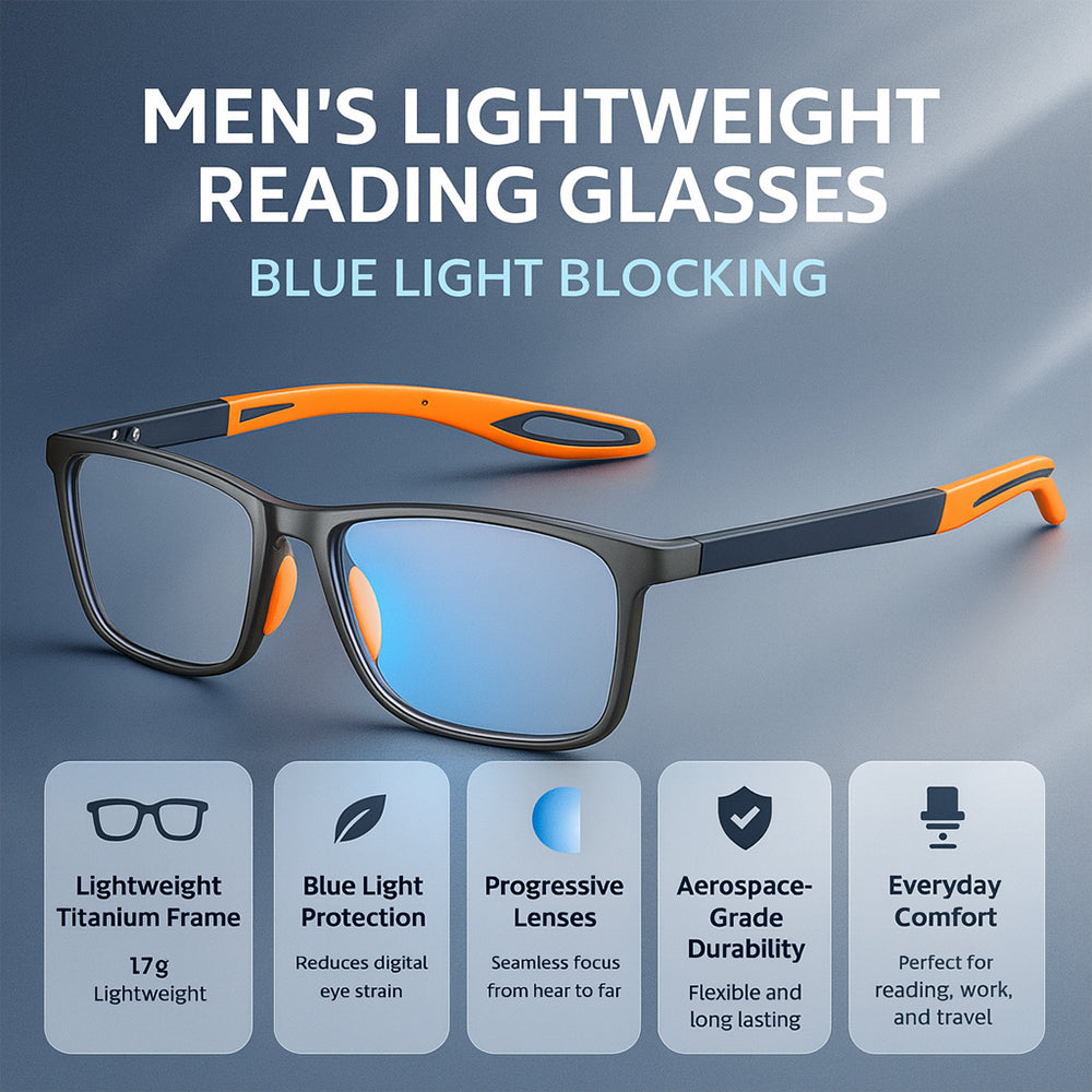 Blue Light Glasses Reading Titanium Progressive Eyewear
