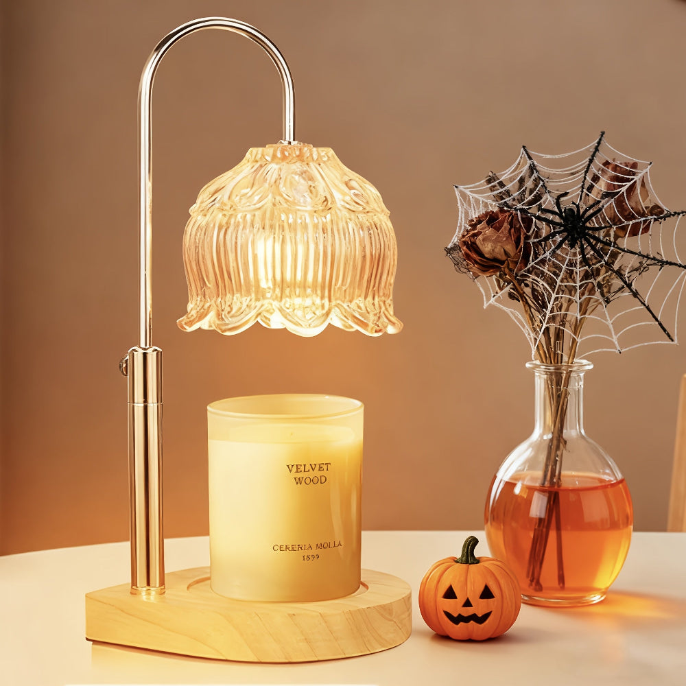 Candle Warmer Lamp Gift Adjustable Flower Glass Home Décor Light