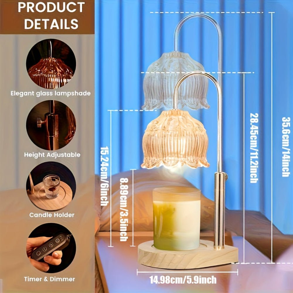 Candle Warmer Lamp Gift Adjustable Flower Glass Home Décor Light
