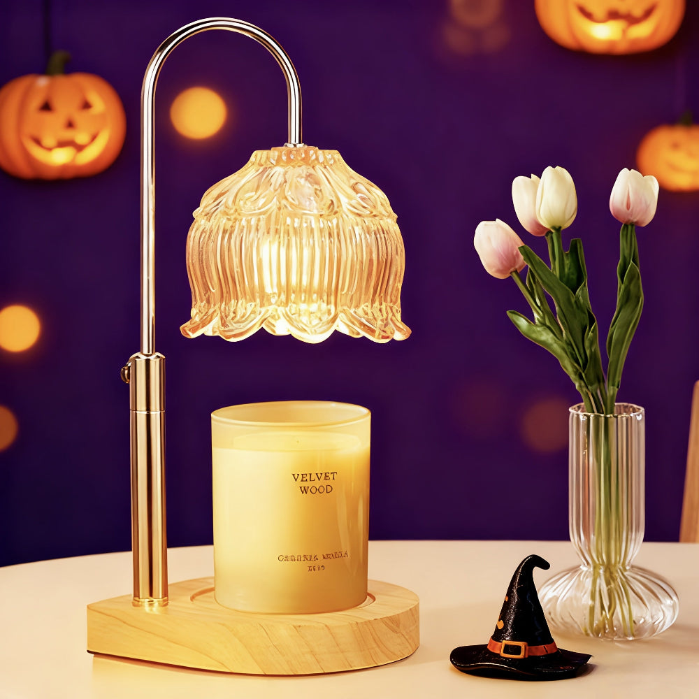 Candle Warmer Lamp Gift Adjustable Flower Glass Home Décor Light