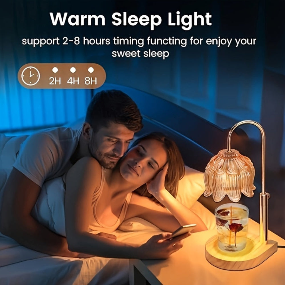 Candle Warmer Lamp Gift Adjustable Flower Glass Home Décor Light