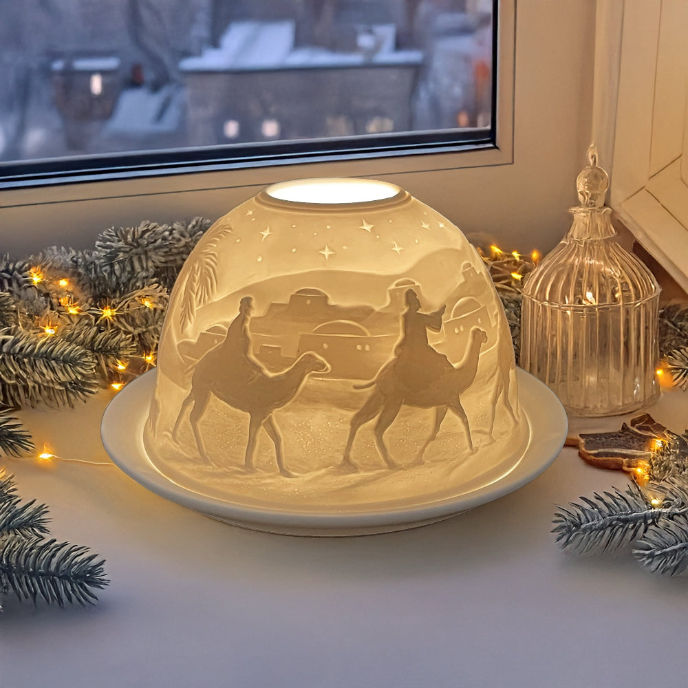 Christmas Candle Holder Nativity Scene Porcelain Table Lamp