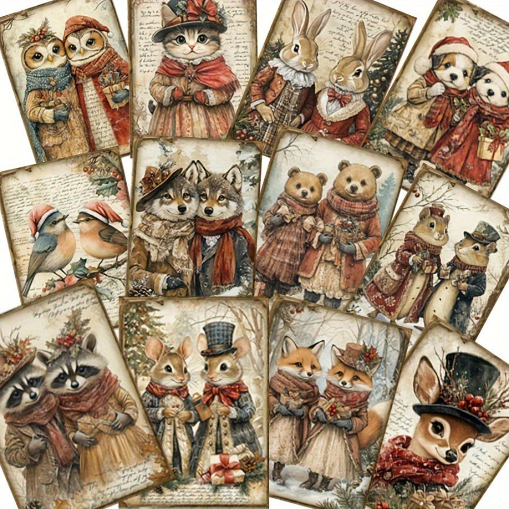 Christmas Cards Vintage Christmas Animal Art Prints Scrapbooking