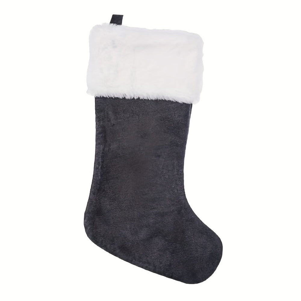 Christmas Stockings Velvet Monogram Letter Gray Holiday Decor