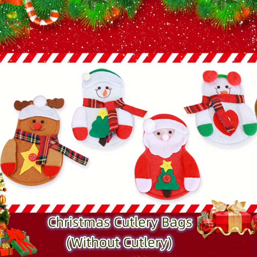 Christmas Table Decorations Festive Cutlery Holders Set