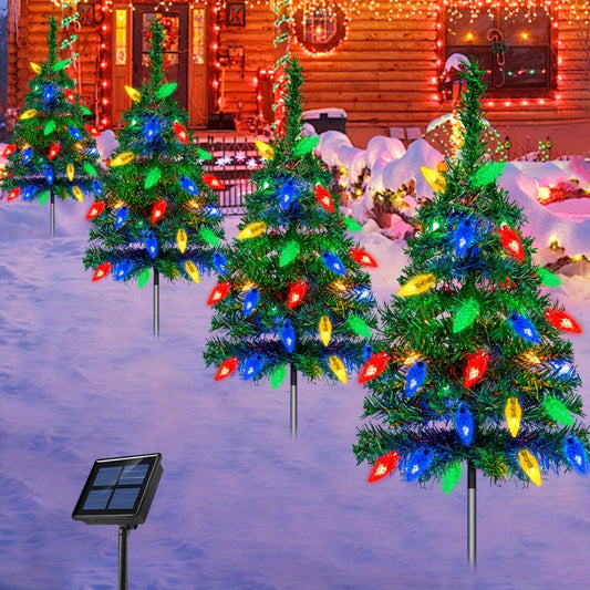 Christmas Tree Lights Solar Outdoor Garden Pathway Set