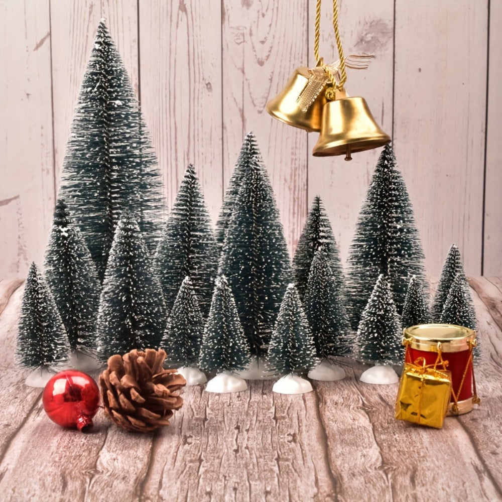 Christmas Tree Set Mini Pine Snow Tabletop Display