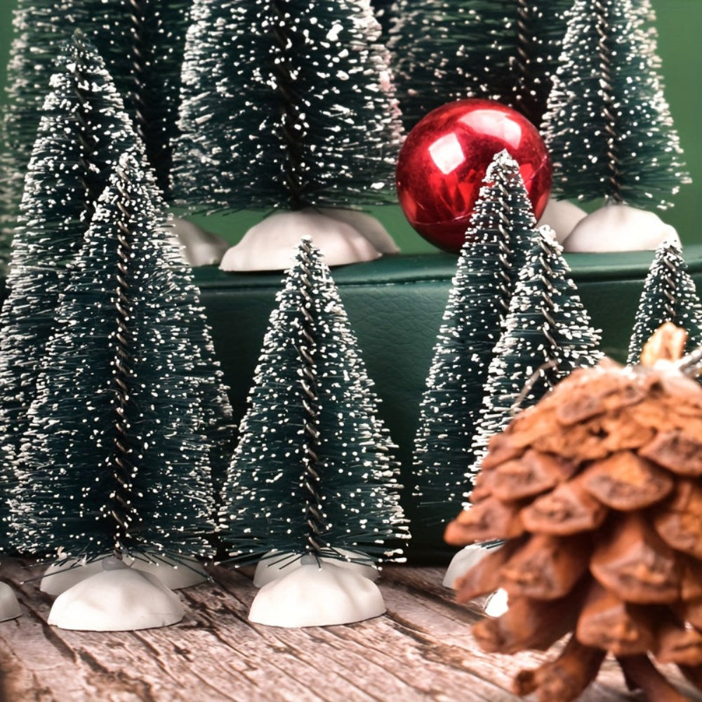 Christmas Tree Set Mini Pine Snow Tabletop Display