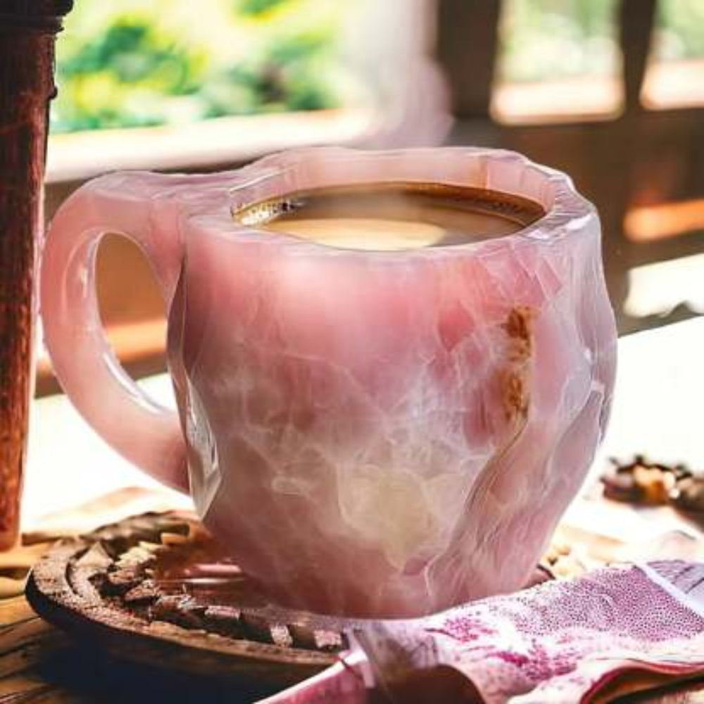 Coffee Mug Crystal Stone Ceramic Geode Style Insulated Cup