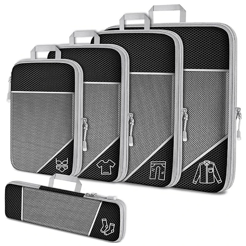 5-Piece Compression Packing Cubes Set – Lightweight Travel Organizers for Luggage, Suitcases & Backpacks