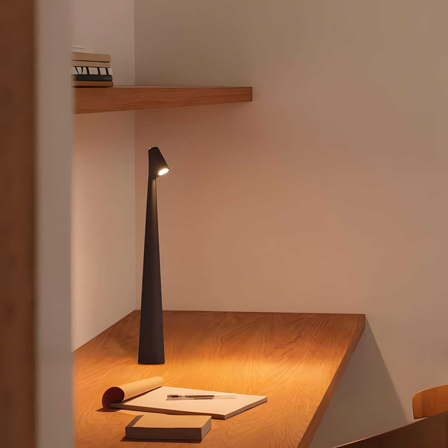 Minimalist Dimmable LED Table Lamp with Rechargeable Battery and Warm White Light
