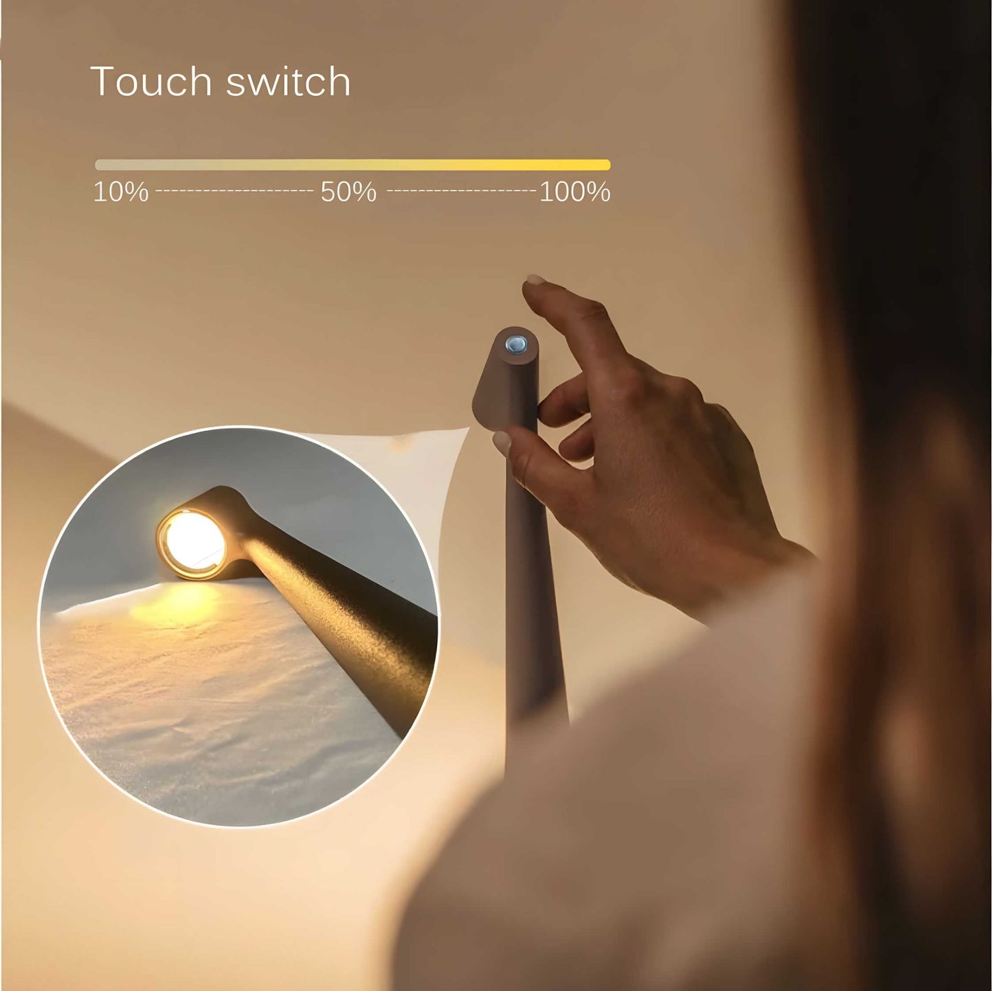 Minimalist Dimmable LED Table Lamp with Rechargeable Battery and Warm White Light