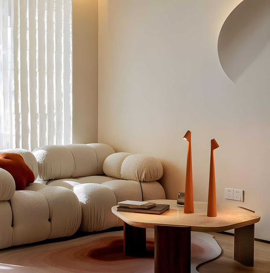 Minimalist Dimmable LED Table Lamp with Rechargeable Battery and Warm White Light