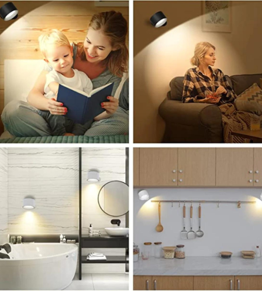 LED Wall Sconce with Remote & Touch Control – Dimmable Lamp with 3 Color Temperatures & 360° Magnetic Design