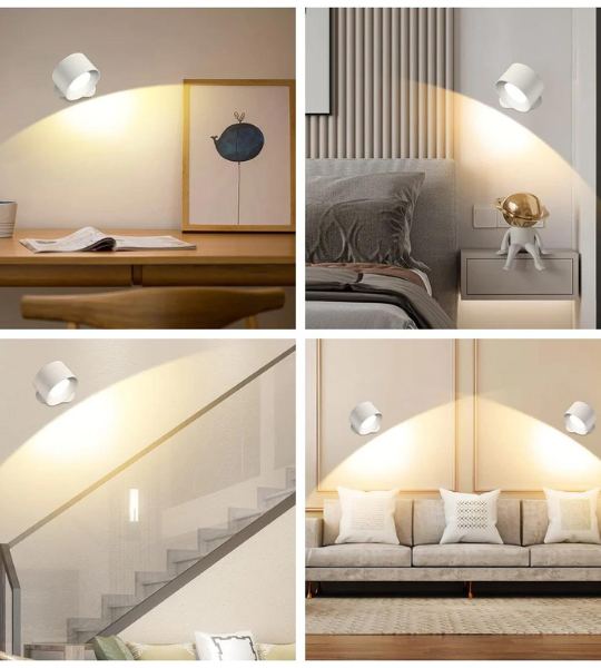 LED Wall Sconce with Remote & Touch Control – Dimmable Lamp with 3 Color Temperatures & 360° Magnetic Design