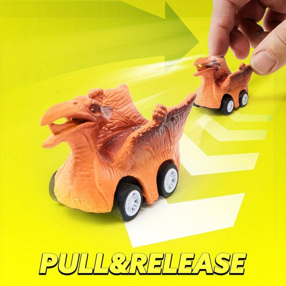 Dinosaur Toy Truck Gift Set Kids Pull Back Cars Sound Playset