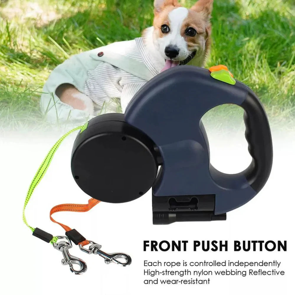 Dog Leash No Tangles Two Retractable Lead