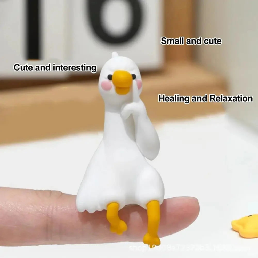 Duck Figurine Gift Mini Resin Desk Ornament Cute Animal Decor