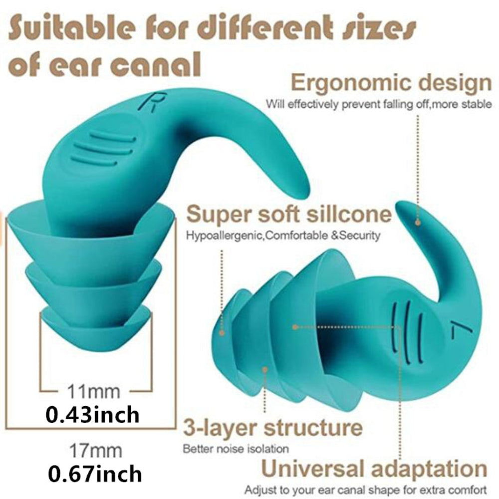Earplugs Noise Reduction Reusable Soft Silicone Sleeping