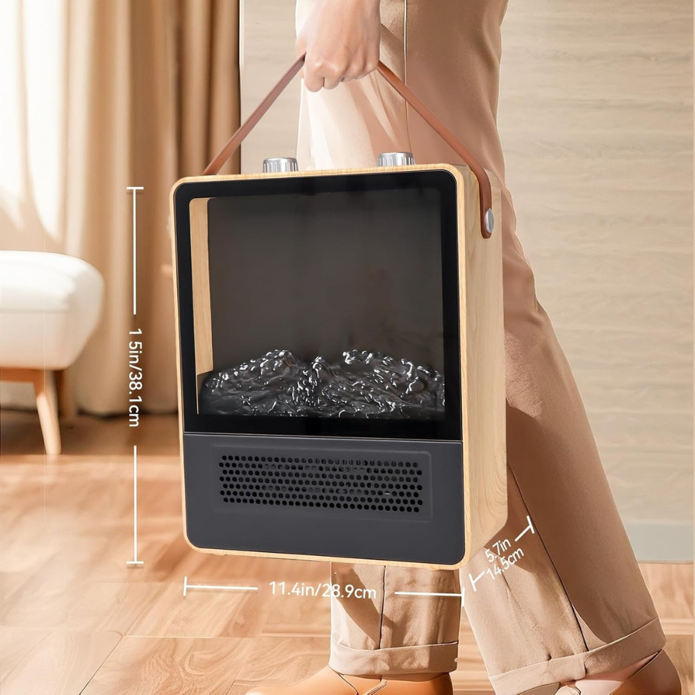 Electric Space Heater Realistic Fireplace Flame Display