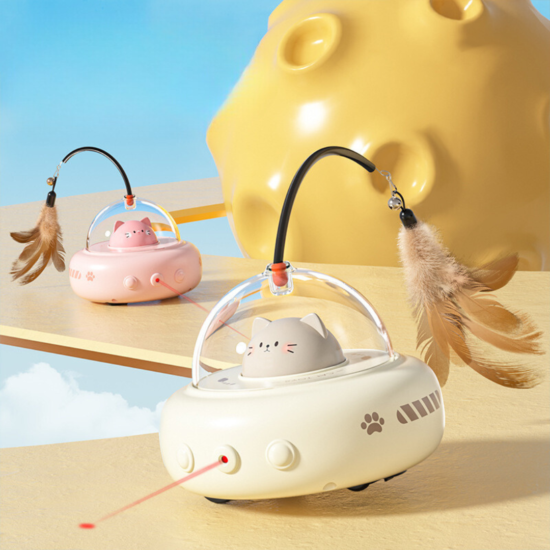Electronic Interactive UFO Cat Laser Feather Toy