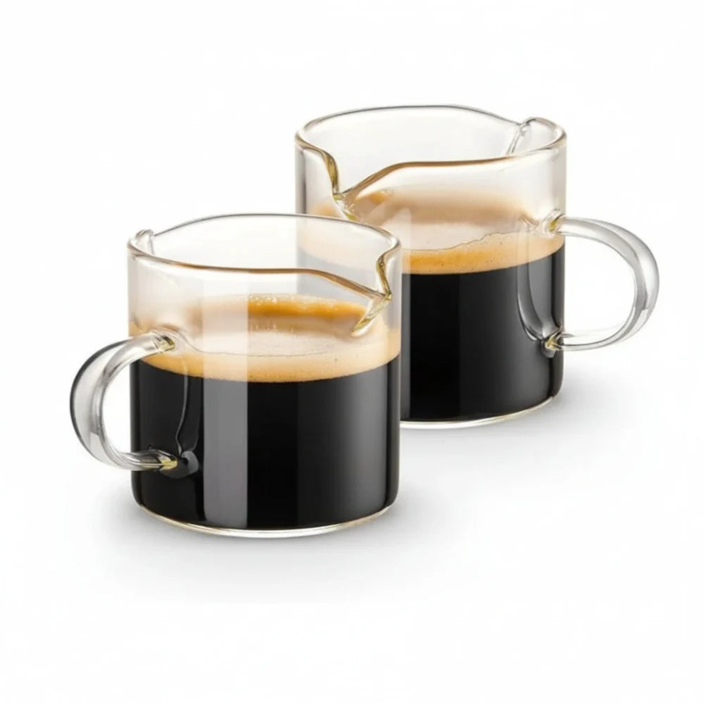 Espresso Cups Glass Measuring Shot Spout Set