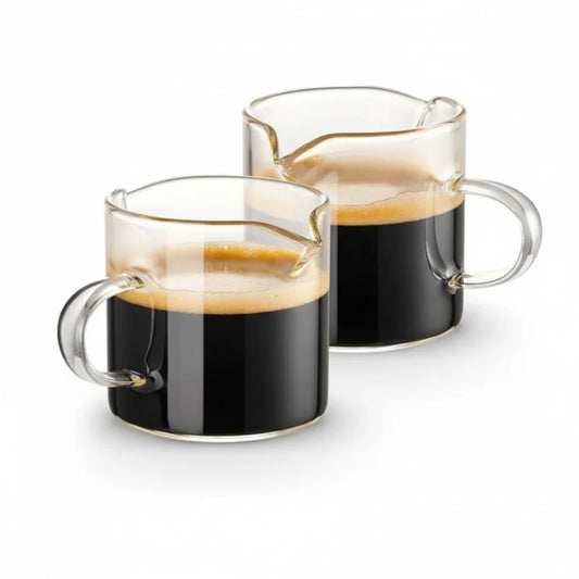 Espresso Cups Glass Measuring Shot Spout Set