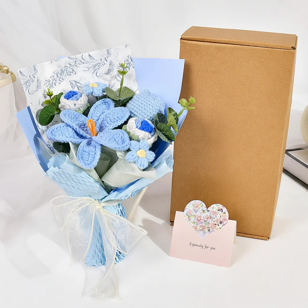 Flower Bouquet Crochet Artificial Floral Gift Display