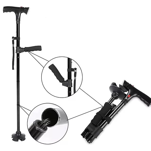 Walking Stick with Light and Folding Handle