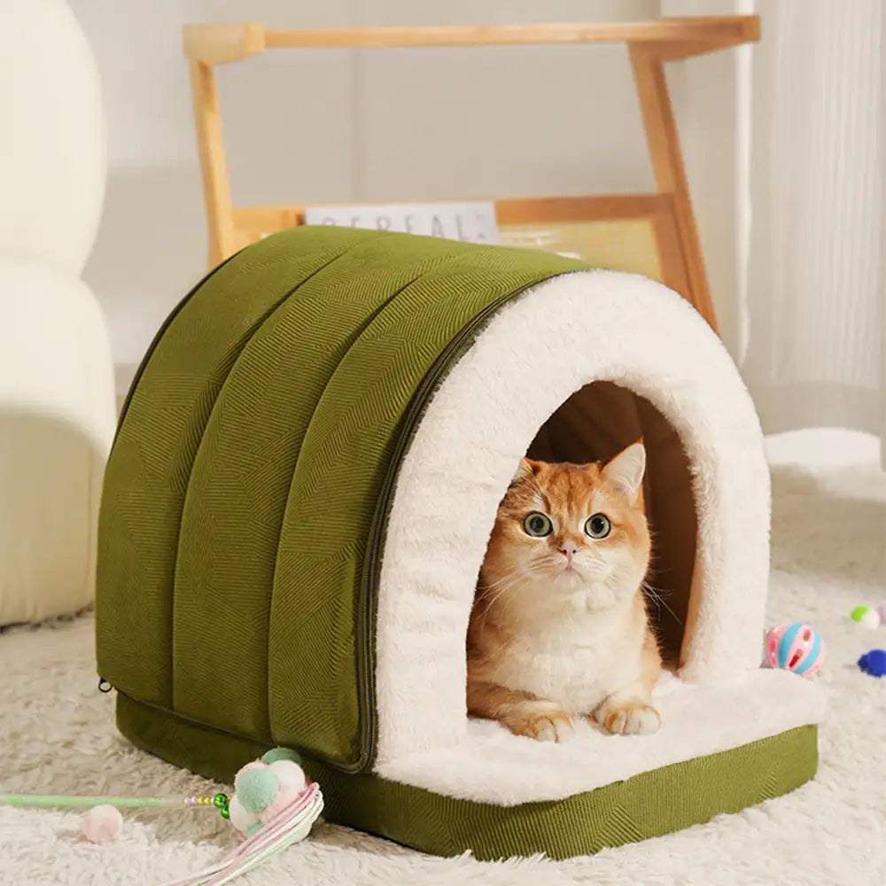 Cozy Cave Bed for Cats and Dogs – Warm Plush Grotto Style for Deep Sleep