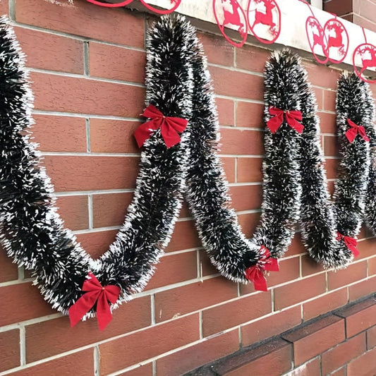 Garlands Black Tinsel Red Bows Christmas Decoration