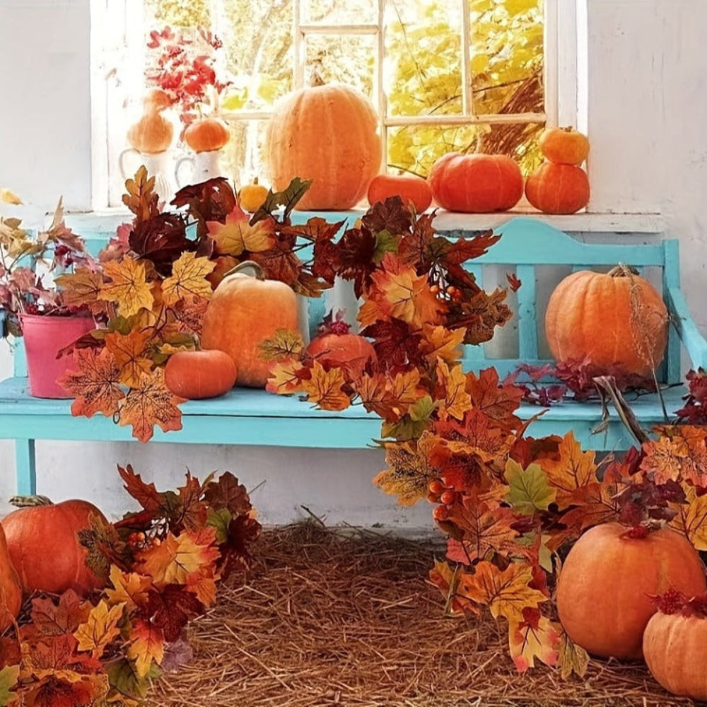 Garlands Maple Leaf Fall Autumn Home Decor Indoor Outdoor Display