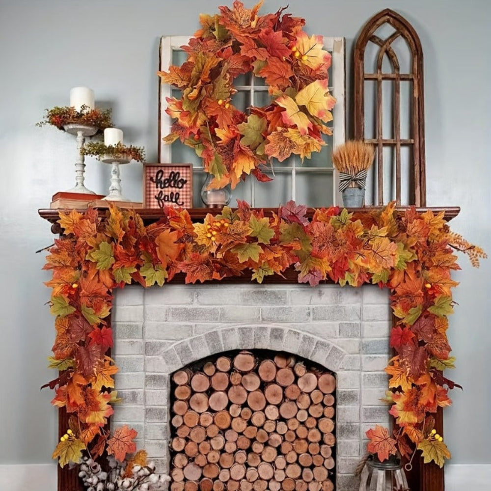 Garlands Maple Leaf Fall Autumn Home Decor Indoor Outdoor Display
