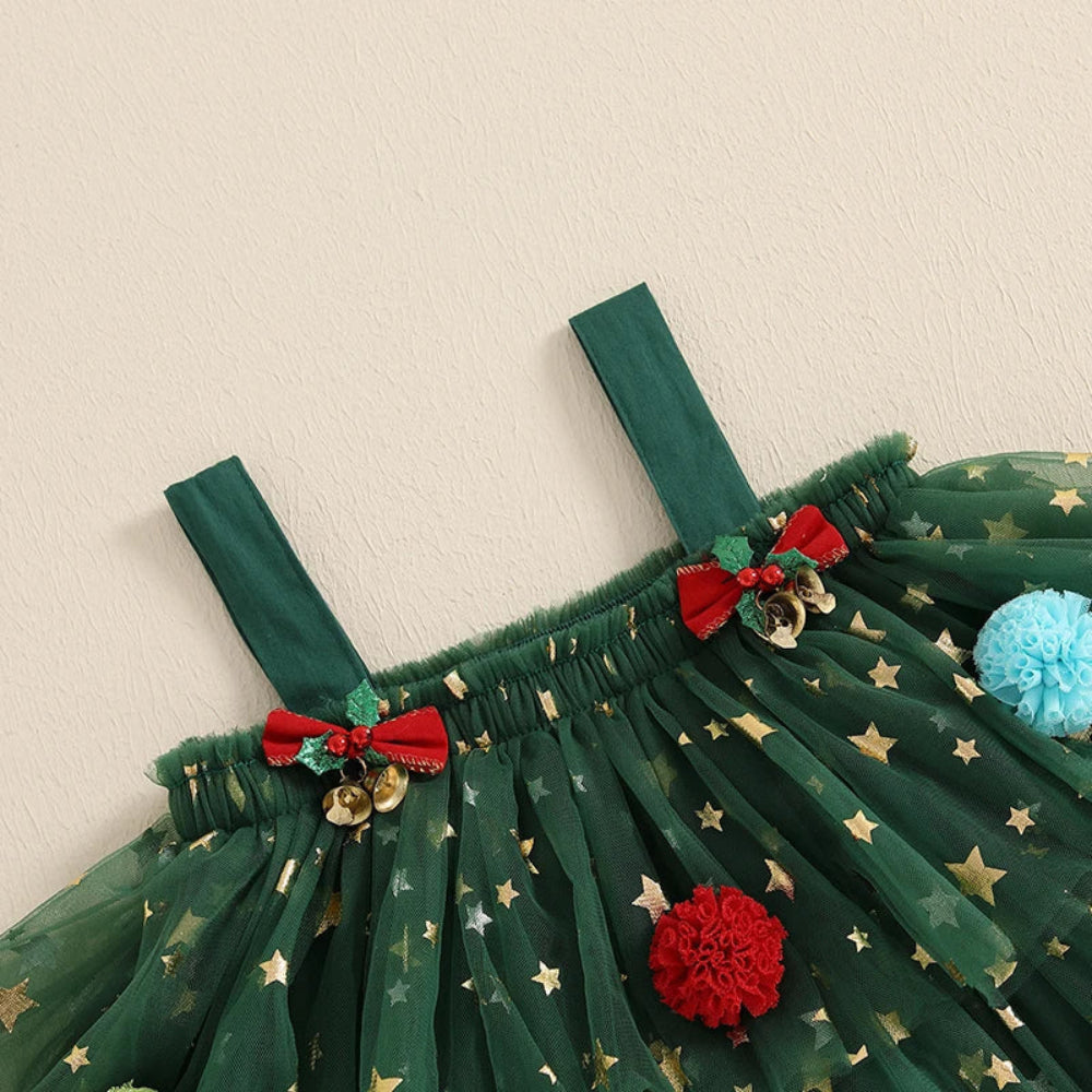Girls Christmas Tulle Party Dress Festive Holiday Midi