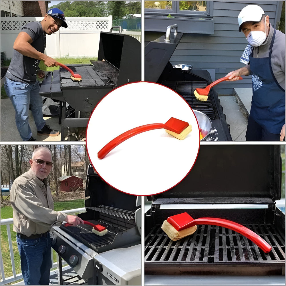 Grill Cleaning Brush Steam Scrubber With Long Handle Safety Pad