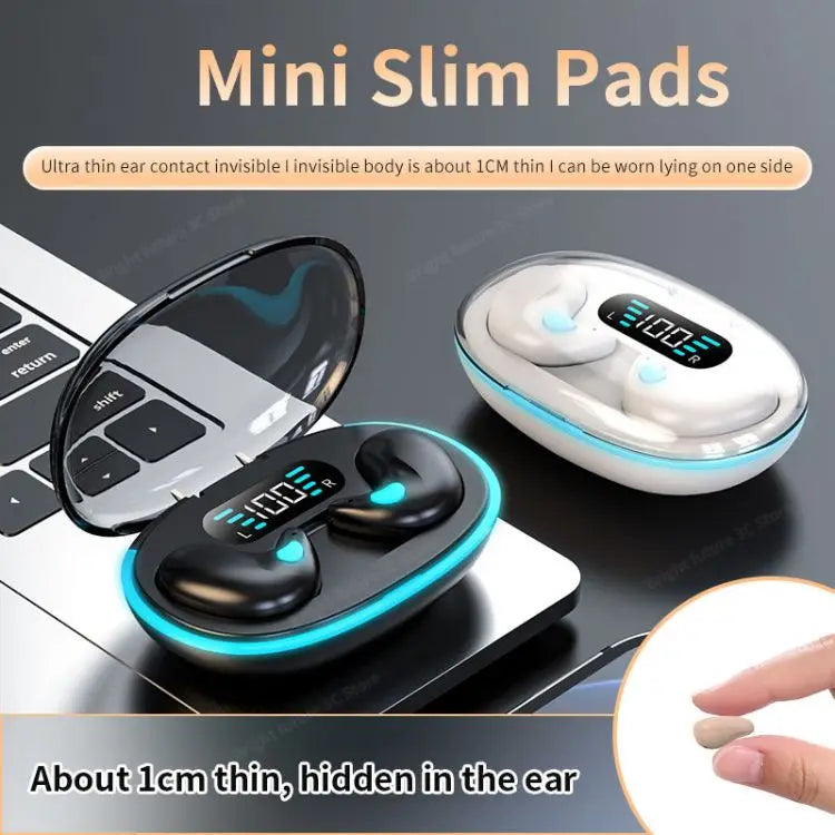 X55 Mini Wireless In-Ear Sleep Earbuds | Invisible Bluetooth Headset with HiFi Audio, Touch Control & LED Charging Case