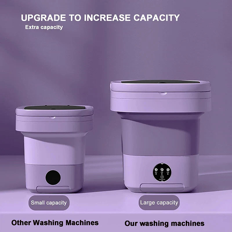 Mini Portable Washing Machine – Foldable Washer with Deep Cleaning Function, Compact Design for Travel & Small Spaces