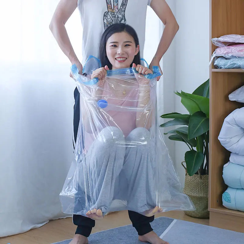 Vacuum Storage Bags for Clothes and Bedding – Reusable Space Saver Compression Bags for Travel and Home Organization