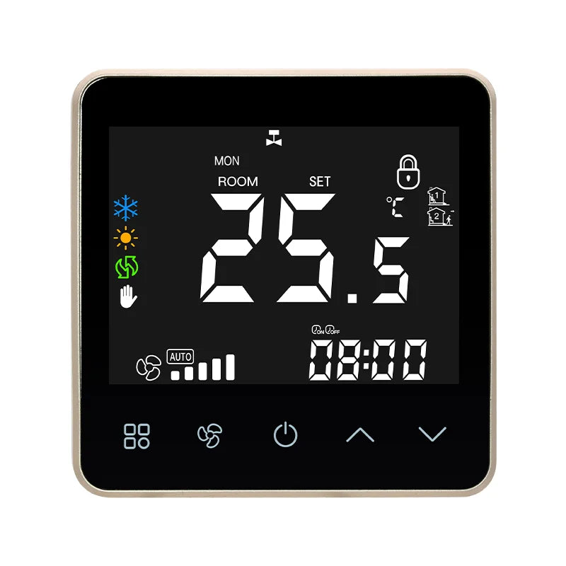 WiFi Smart Air Conditioner Thermostat – Touch Screen Cooling & Heating Controller with Fan Speed Control