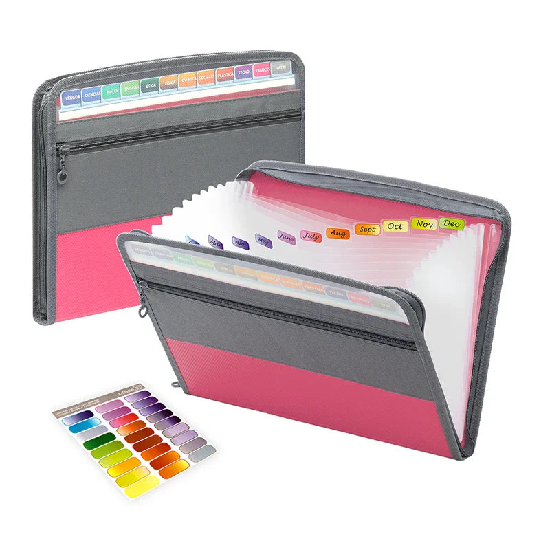Zippered Expanding File Folder – 13-Pocket PP Document Organizer with Zipper Closure for Office & School Use